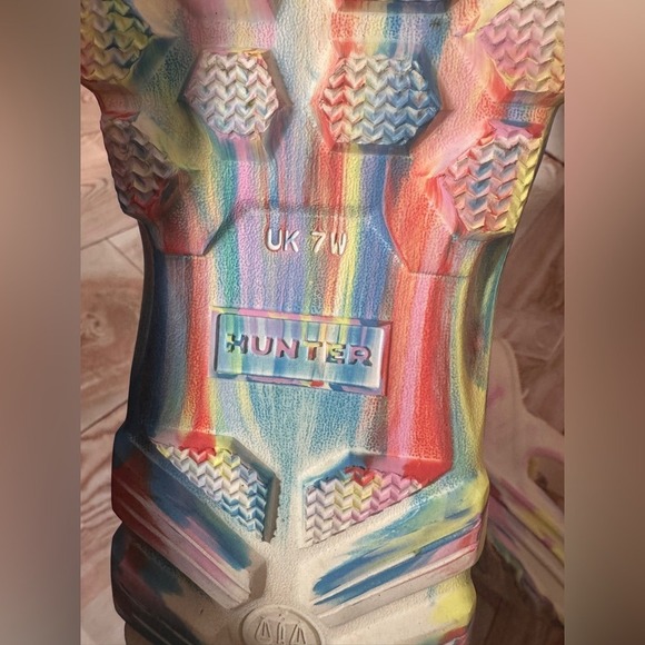 Hunter Rainbow Paint Splash Platform Adjustable strap Sandals size 9 Women's - Picture 11 of 11